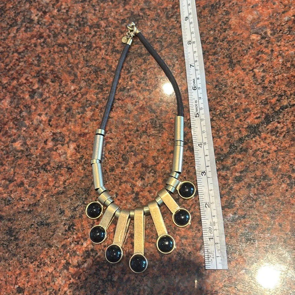 Madewell Gold and Black collar boho statement Necklace brass rope - Picture 6 of 6